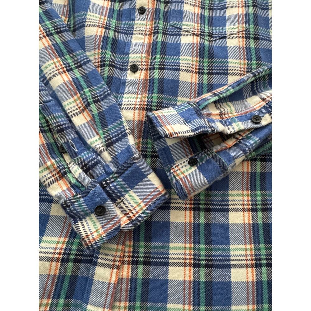 Madewell plaid flannel button down shirt blue & green small - Picture 8 of 12